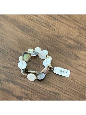 J. Jill Mother-of-Pearl Multi-Disc Stretch Bracelet in White and Iridescent
